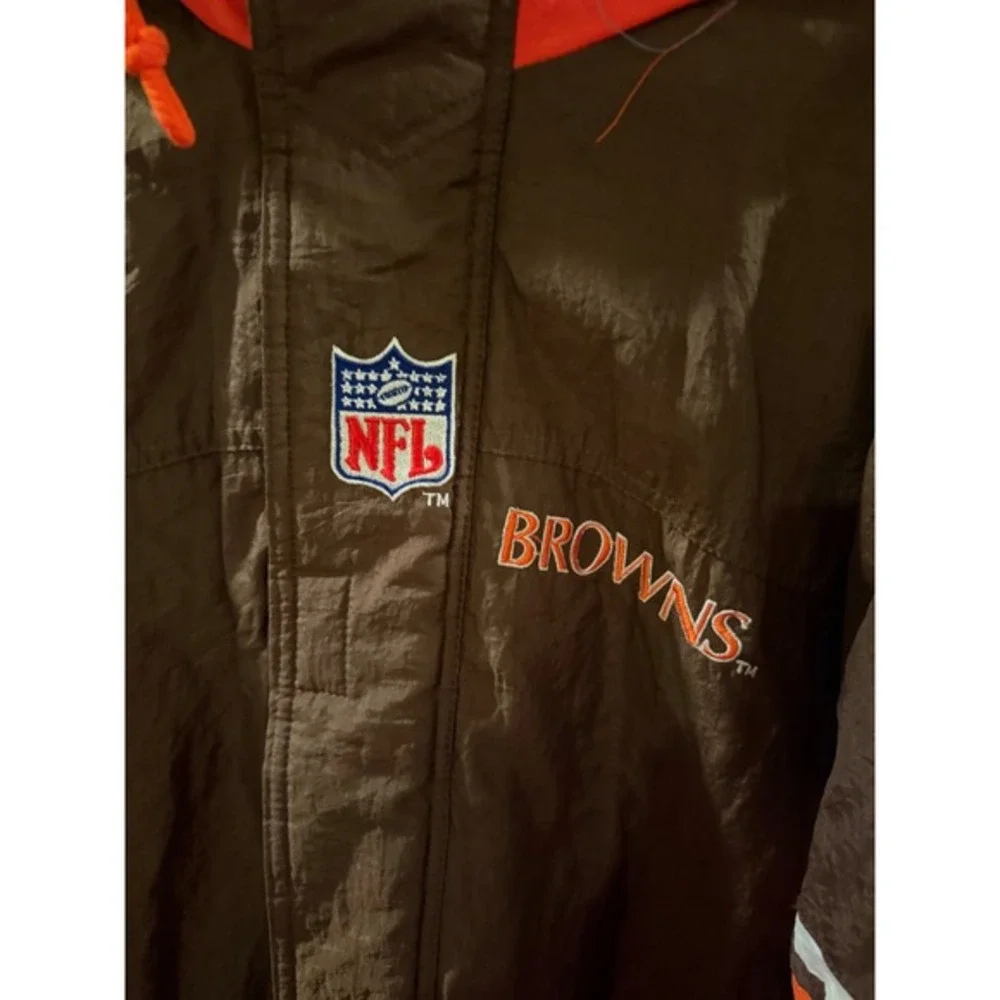 Vintage Starter Cleveland Browns NFL Brown Orange Hooded Jacket XL NFL Pro Line‎